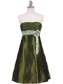 0112S Green Strapless Taffeta Cocktail Dress - Green, Front View Thumbnail