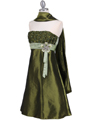 0112S Green Strapless Taffeta Cocktail Dress - Green, Alt View Thumbnail