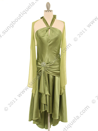 011 Green Halter Cocktail Dress - Green, Alt View Medium