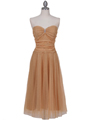 012A Strapless Gold Glitter Tea Length Dress - Gold, Front View Thumbnail