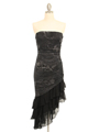 027 Black Strapless Glitter Party Dress - Black, Front View Thumbnail