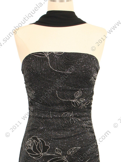 027 Black Strapless Glitter Party Dress - Black, Alt View Medium