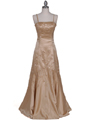 037 Gold Satin Evening Gown - Gold, Front View Thumbnail