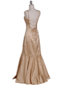 037 Gold Satin Evening Gown - Gold, Back View Thumbnail