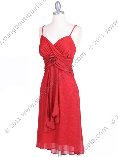 059 Red Glitter Party Dress - Red, Alt View Medium