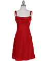 1021 Red Satin Top Cocktail Dress - Red, Front View Thumbnail
