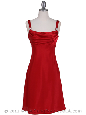 1021 Red Satin Top Cocktail Dress, Red