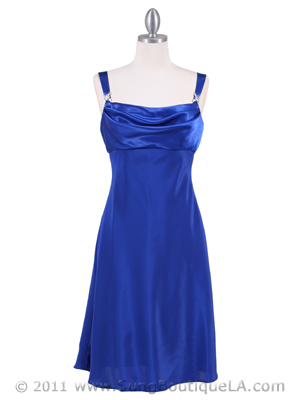 1021 Royal Blue Satin Top Cocktail Dress, Royal Blue