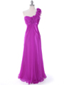 10530 Purple One Shoulder Chiffon Evening Dress - Purple, Front View Thumbnail