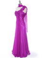 10530 Purple One Shoulder Chiffon Evening Dress - Purple, Alt View Thumbnail
