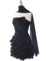 10622 Black Strapless Ruched Cocktail Dress - Black, Alt View Thumbnail