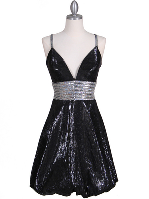 1093 Black Sequin Cocktail Dress, Black