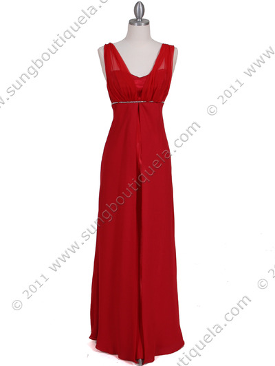 1146 Red Evening Dress - Red, Front View Medium