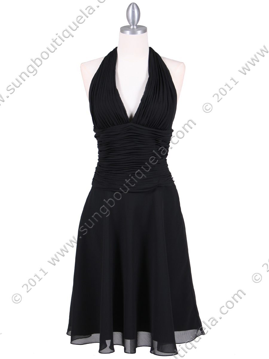 black chiffon halter dress