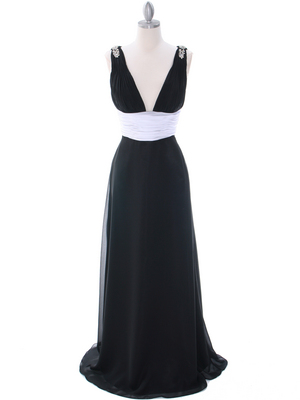 1210 Black White Evening Dress, Black