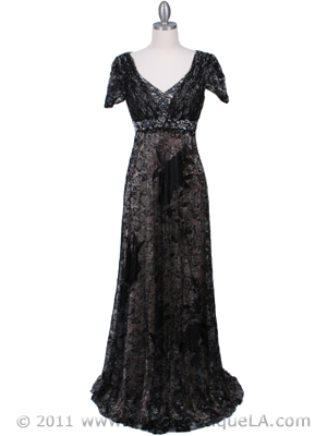 1227 Black Lace Evening Dress, Black