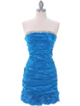 1335 Blue Taffeta Cocktail Dress - Blue, Front View Thumbnail