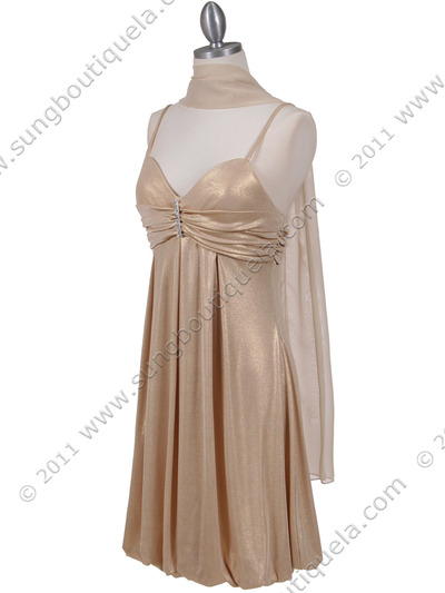 1338 Gold Shimmery Cocktail Dress - Gold, Alt View Medium