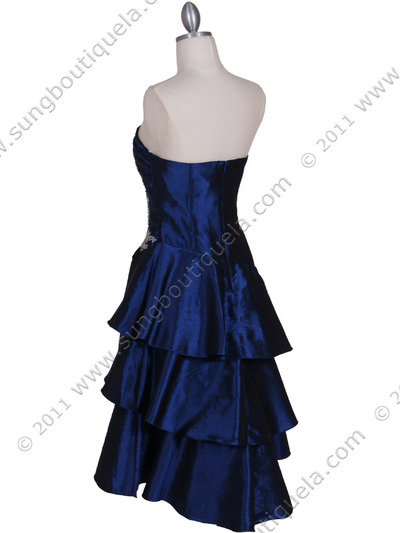 146 Royal Blue Taffeta Tier Cocktail Dress - Royal Blue, Back View Medium