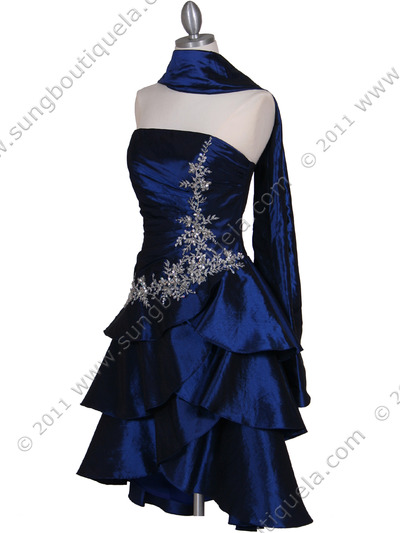 146 Royal Blue Taffeta Tier Cocktail Dress - Royal Blue, Alt View Medium