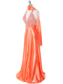 148 Tangerine Halter Rhinestone Evening Dress - Tangerine, Alt View Thumbnail