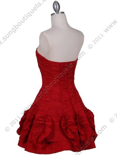 1509 Red Taffeta Cocktail Dress - Red, Back View Medium