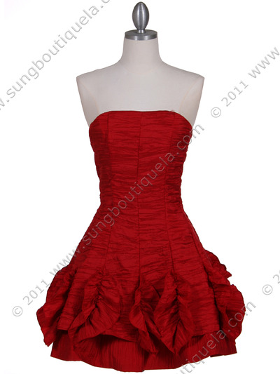 1509 Red Taffeta Cocktail Dress - Red, Front View Medium