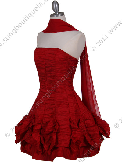 1509 Red Taffeta Cocktail Dress - Red, Alt View Medium