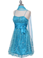 1512 Turquoise Giltter Cocktail Dress - Turquoise, Alt View Thumbnail