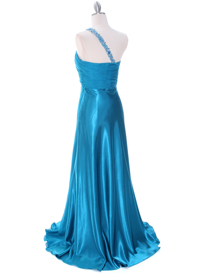 1622 Teal Beaded One Should Prom Evening Dress - Teal, Back View Medium