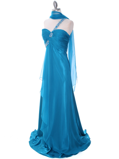1622 Teal Beaded One Should Prom Evening Dress - Teal, Alt View Medium