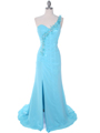 1624 Aqua One Shoulder Evening Dress - Aqua, Front View Thumbnail