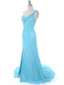 1624 Aqua One Shoulder Evening Dress - Aqua, Alt View Thumbnail