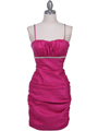 1646 Hot Pink Stretch Taffeta Pleated Cocktail Dress - Hot Pink, Front View Thumbnail