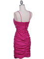 1646 Hot Pink Stretch Taffeta Pleated Cocktail Dress - Hot Pink, Back View Thumbnail