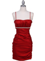 1646 Red Stretch Taffeta Pleated Cocktail Dress