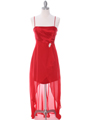 1688 Red Chiffon High Low Evening Dress