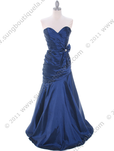 C1814 Blue Evening Dress - Blue, Front View Medium