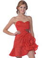 1830 Strapless Rosette Cocktail Dress - Red, Front View Thumbnail