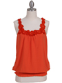 1854 Orange Sleeveless Top - Orange, Front View Thumbnail