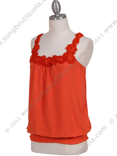 1854 Orange Sleeveless Top - Orange, Alt View Medium