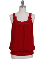1854 Red Sleeveless Top - Red, Front View Thumbnail