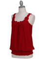 1854 Red Sleeveless Top - Red, Alt View Thumbnail