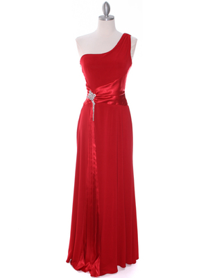 1888 Red One Shoulder Evening Dress, Red