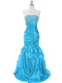 20114 Turquoise Beaded Prom Dress - Turquoise, Front View Thumbnail