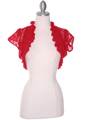 2017L Red Lace Short Sleeve Bolero - Red, Front View Thumbnail