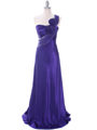 2123 Purple One Shoulder Evening Dress - Purple, Front View Thumbnail