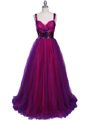 2128 Purple Hot Pink Sequin Lace Prom Dress - Purple Hot Pink, Front View Thumbnail