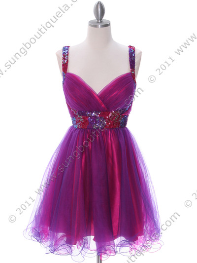 2141 Hot Pink Purple Homecoming Dress - Hot Pink, Front View Medium