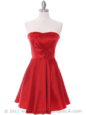 2152 Red Taffeta Cocktail Dress, Red